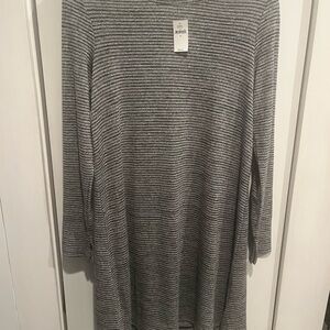 GAP Gray black stretch  Striped Midi Dress Sz M  NWT